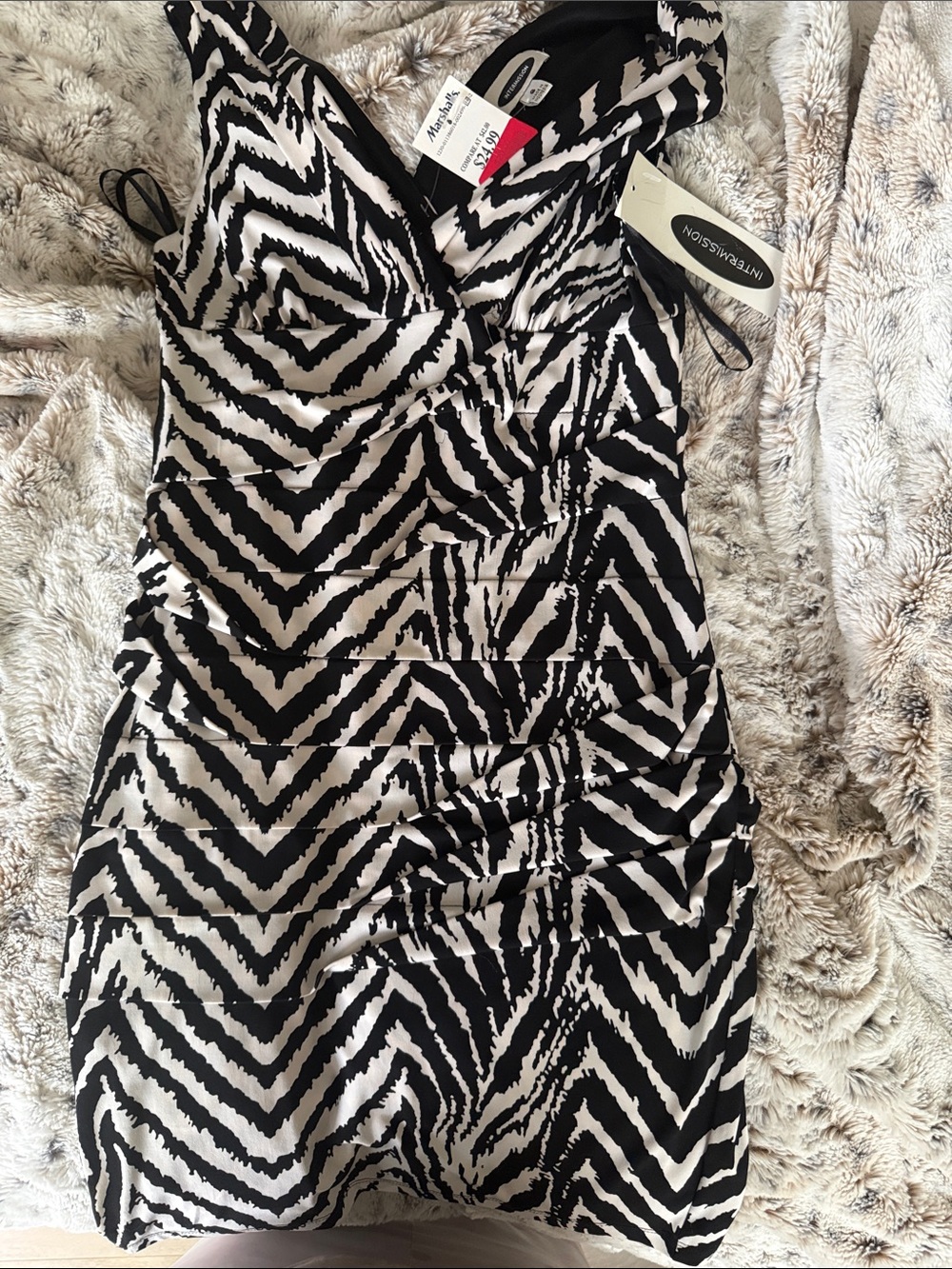 Intermission Black & White Zebra-Print Mini Dress